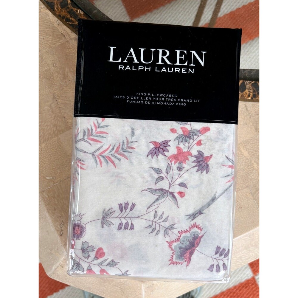Lauren Ralph Lauren Maddie Blossom King Pillowcases 2pc Set Floral Cotton New